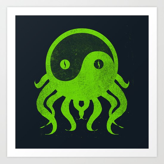 yin yang cthulu Art Print