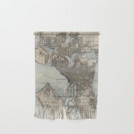 Vintage Map of Seattle Washington (1908) Wall Hanging