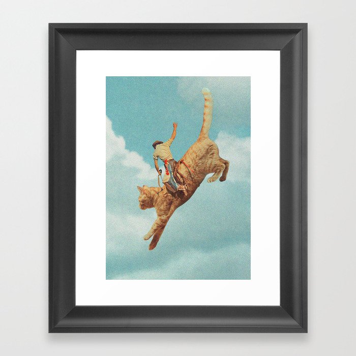 Meehaw - Rodeo Cat / Bronc Framed Art Print