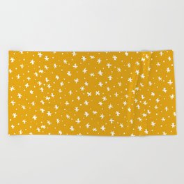 Stars and dots - yellow ochre Beach Towel