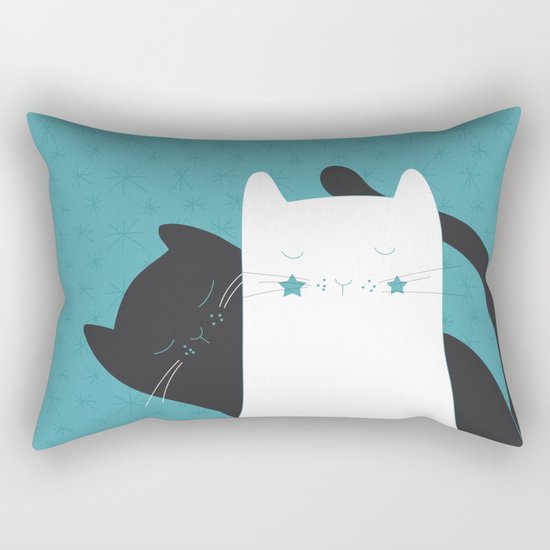 Black White Cats Rectangular Pillow
