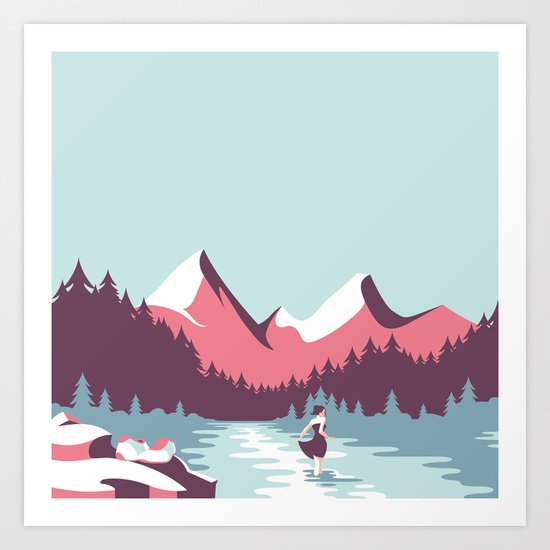 The girl by the lake Art Print