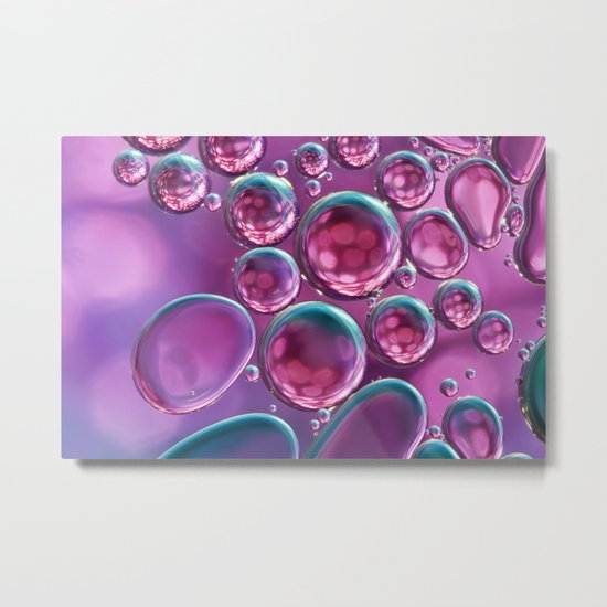 Sparkle Pink Oil & Water Abstract Metal Print