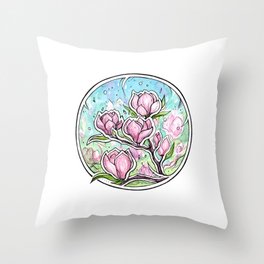Magnolia ~ watercolor illustration Throw Pillow