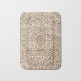 Isfahan Central Persia Old Century Authentic Colorful Dusty Blue Tan Distressed Vintage Patterns Bath Mat