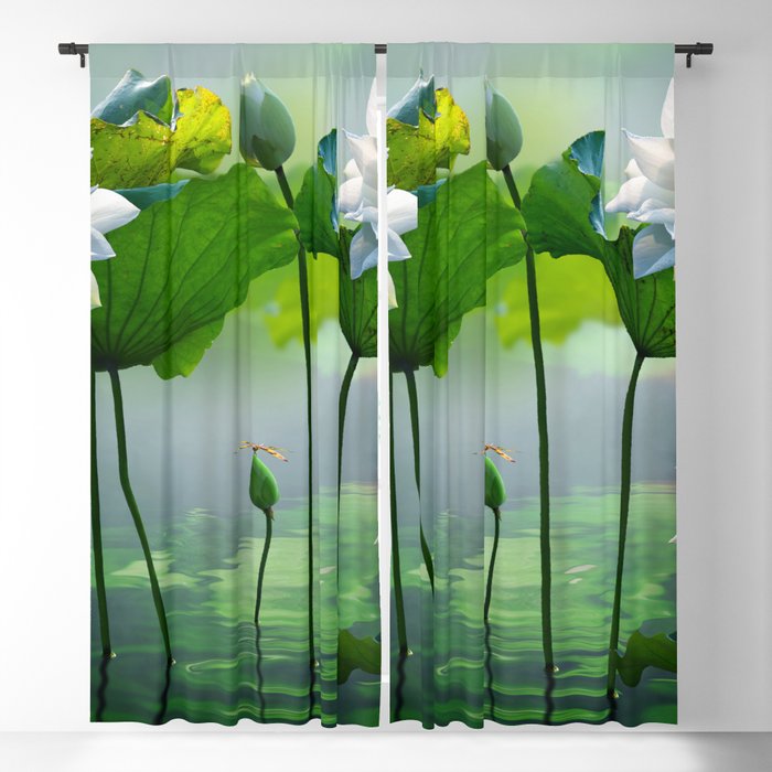 Beautiful pure white lotus flower in the lake Blackout Curtain