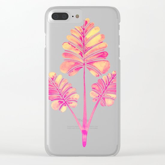 Tropical Palm Leaf Trifecta – Pink Palette Clear iPhone Case