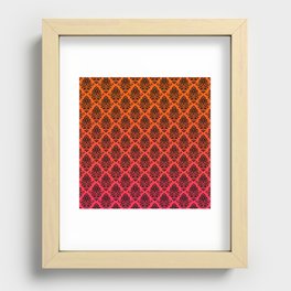 Black damask pattern gradient 6 Recessed Framed Print