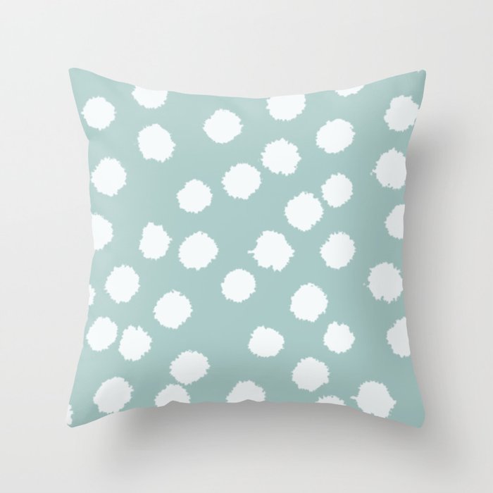 Fuzzy Polka Dots Robin S Egg Blue White Throw Pillow By