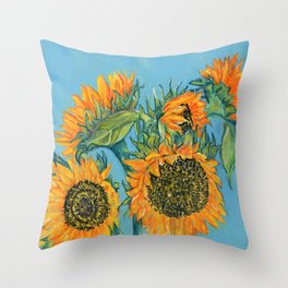 Birthday Sunflowers Throw Pillow