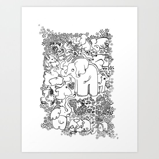 Little Elephants Art Print