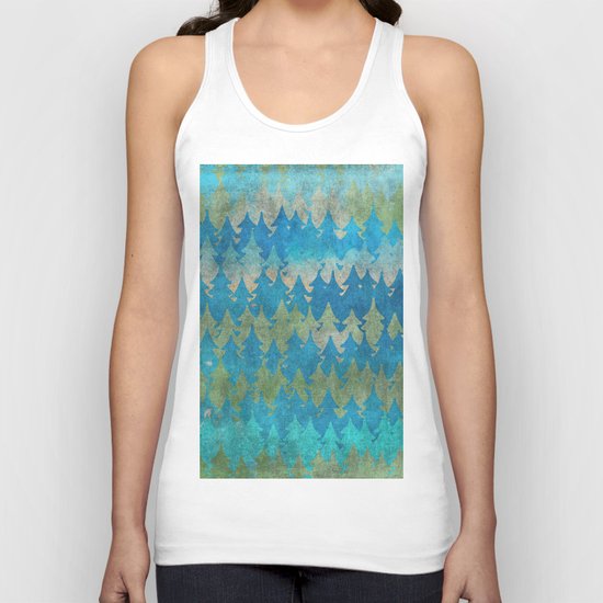 The secret forest - Abstract aqua turquoise Forest tree pattern Unisex Tank Top