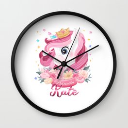 Kate Name Unicorn, Birthday Gift for Unicorn Princess Wall Clock