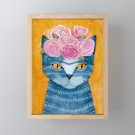 Frida Catlo in Blue Framed Mini Art Print
