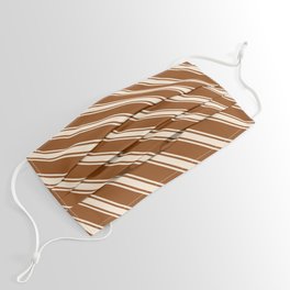[ Thumbnail: Brown & Beige Colored Stripes Pattern Face Mask ]