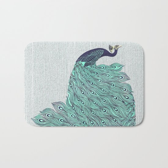 'A very, very peacock' Bath Mat