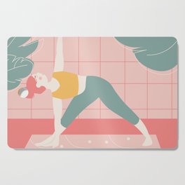 Modern minimalist bright flats illustration of a girl doing yoga Cutting Board