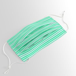 [ Thumbnail: Green and Lavender Colored Stripes Pattern Face Mask ]
