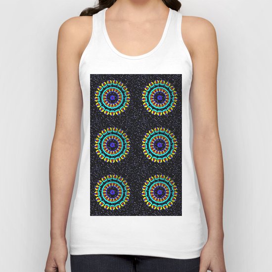 Kaleidoscope Patterns Against Black Unisex Tank Top