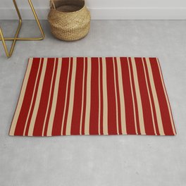 [ Thumbnail: Tan and Dark Red Colored Lines/Stripes Pattern Rug ]
