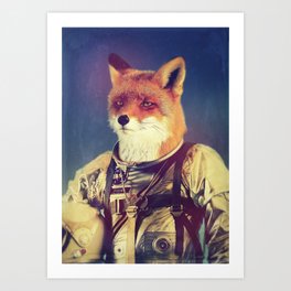 Star Fox Art Print | Cool, Animal, Astronaut, Surrealism, Fox, Illustration, Space, Digital, Painting, Vintagespace 