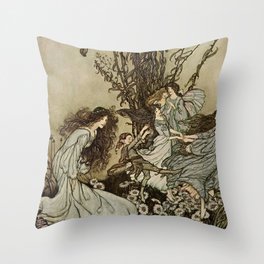 “Dancing With the Fairies” by Arthur Rackham Throw Pillow