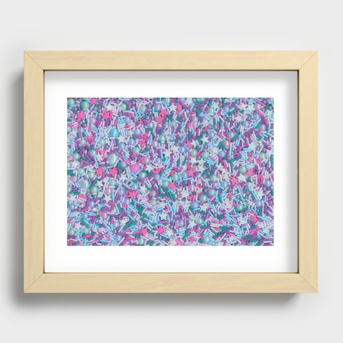 Pink and Blue Star Sprinkles Recessed Framed Print