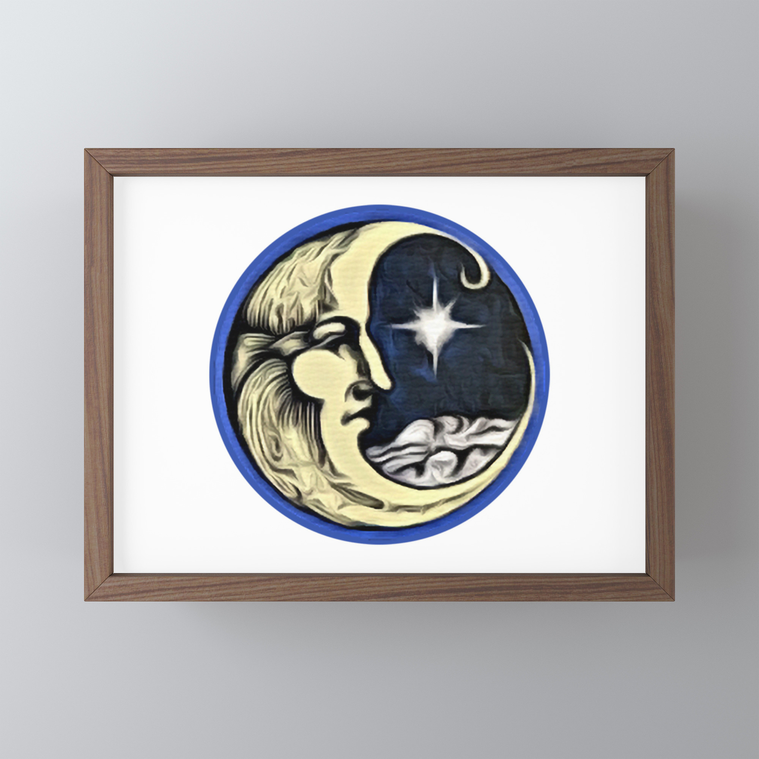 Crescent Moon Face Drawing Framed Mini Art Print By Digitaleffects Society6