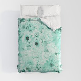 mint green floral bouquet aesthetic cluster Comforter