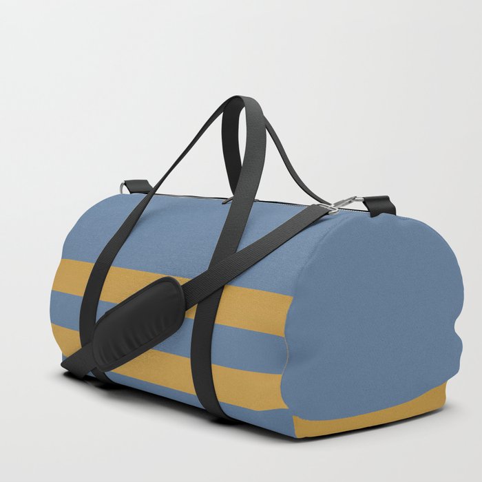 Solid Slate Blue and Gold Stripes Split in Horizontal Halves Duffle Bag