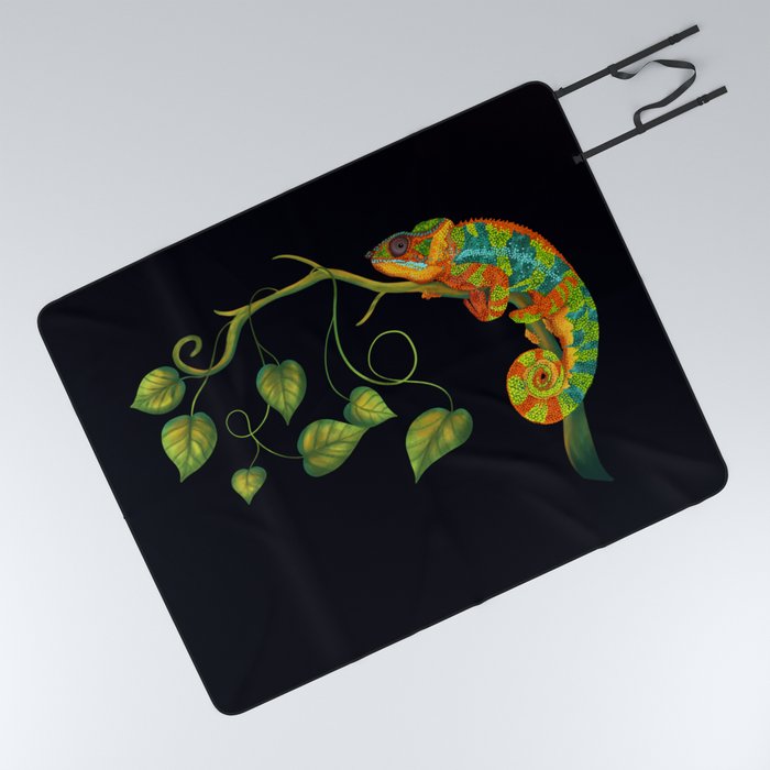 Happy Chameleon Picnic Blanket by A Wandering Soul | Society6