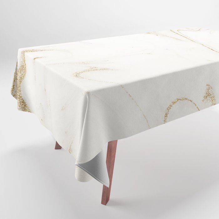 Elegant gold and white marble image Tablecloth by InovArtS Society6
