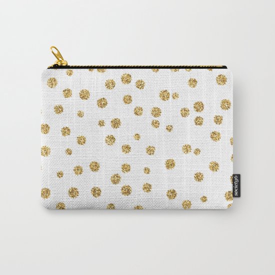 Gold glitter confetti on white - Metal gold dots Carry-All Pouch