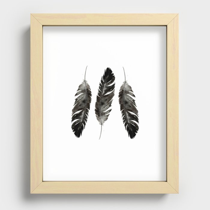 Three feathers Recessed Framed Print