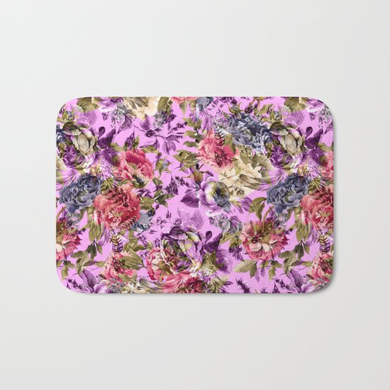 Seamless Floral Pattern Bath Mat