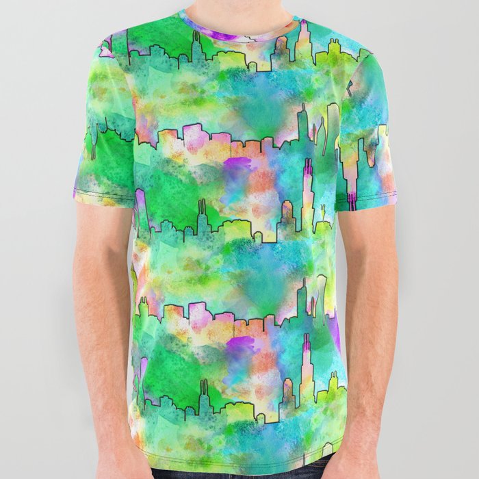 Chicago Skyline  All Over Graphic Tee