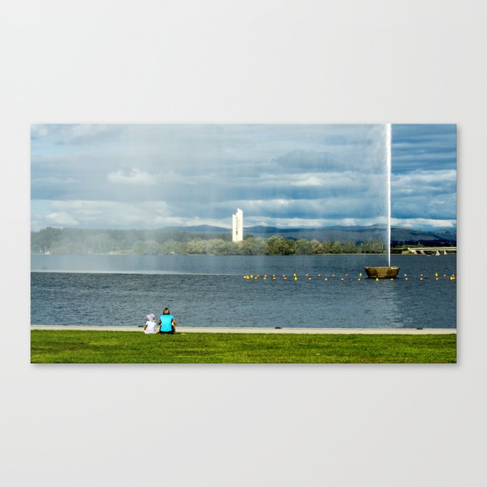The Captain James Cook Memorial Fountain, Lake Burley Griffin, Canberra Canvas Print