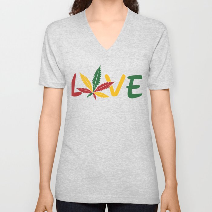 Love Cannabis V Neck T Shirt