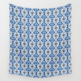 Blue retro pattern Wall Tapestry