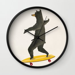 Black Bear Skateboard Wall Clock