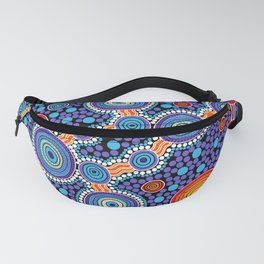 Authentic Aboriginal Art - The Journey Blue Fanny Pack