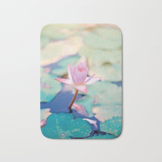 Cute Pink Blooming Lotus Bath Mat