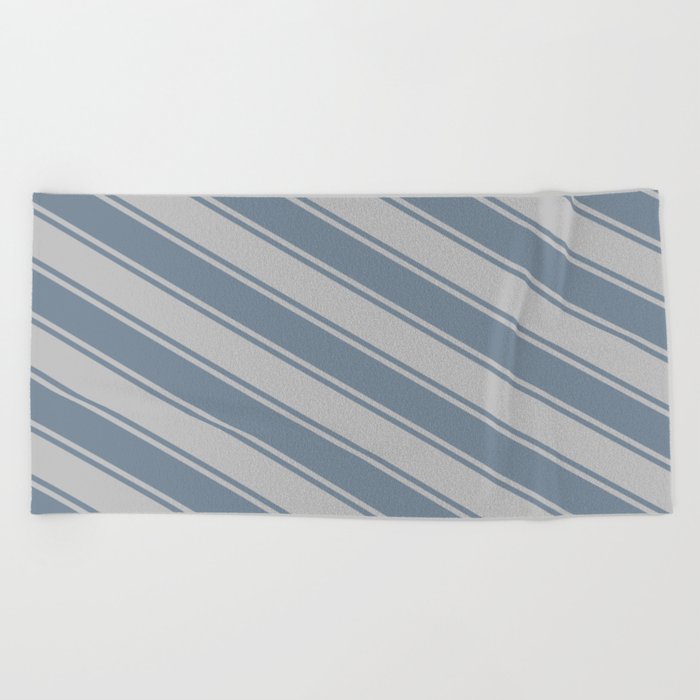 Light Slate Gray & Grey Colored Lines Pattern Beach Towel