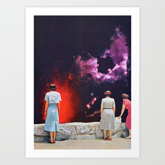 VOLCANO AT NIGHT Art Print
