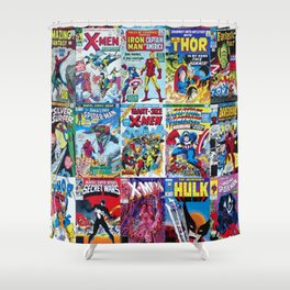 Assorted title comic cover books Shower Curtain