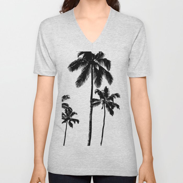 Monochrome tropical palms V Neck T Shirt