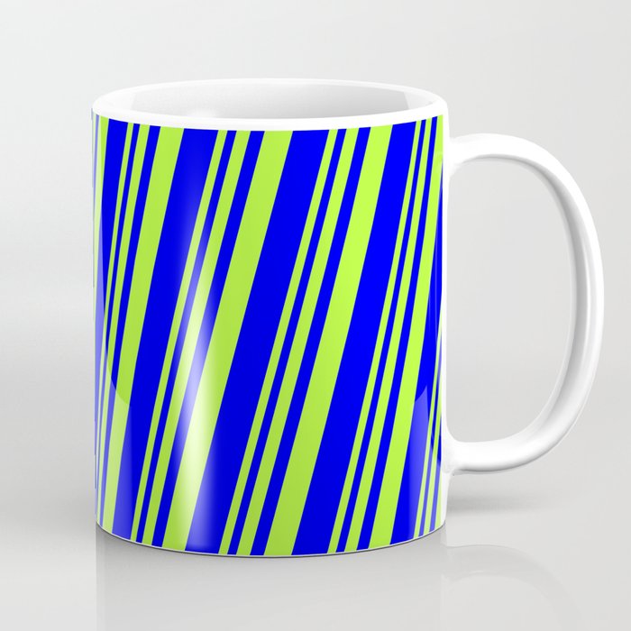 Light Green and Blue Colored Striped/Lined Pattern Coffee Mug
