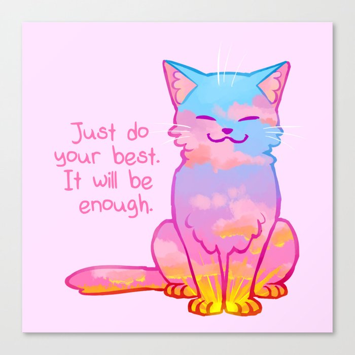 "Your Best is Enough" Sunset Cat Canvas Print