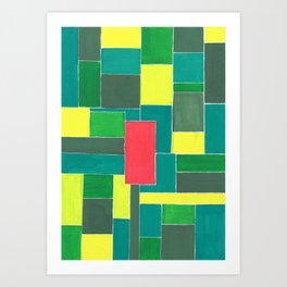 Green & Red Squares Art Print