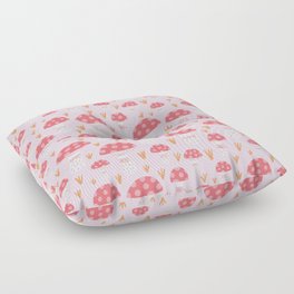Mushrooms Pink Background Floor Pillow